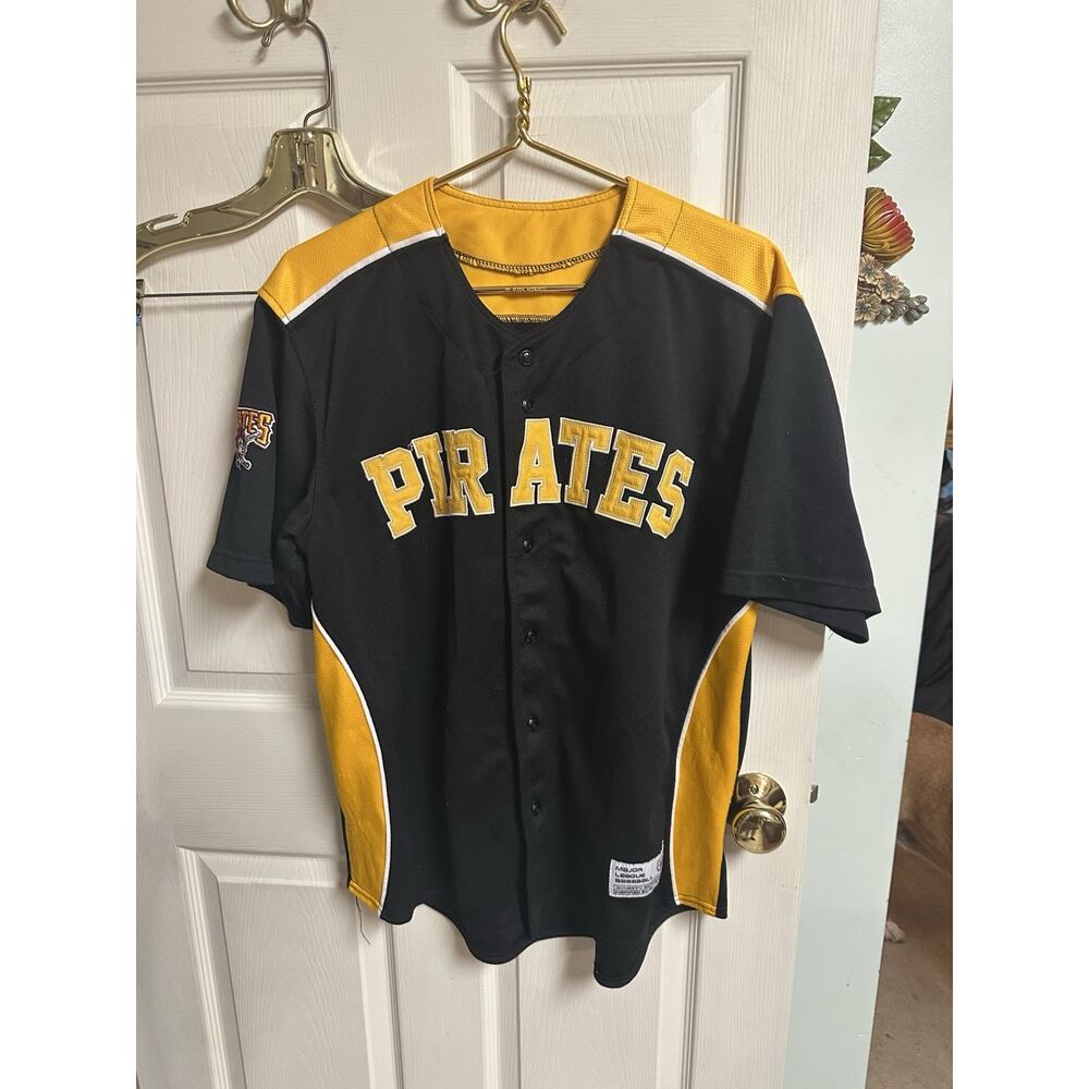 PITTSBURGH PIRATES JERSEY LARGE BASEBALL MLB 00s DYNASTY STITCHED BLACK Gold 42